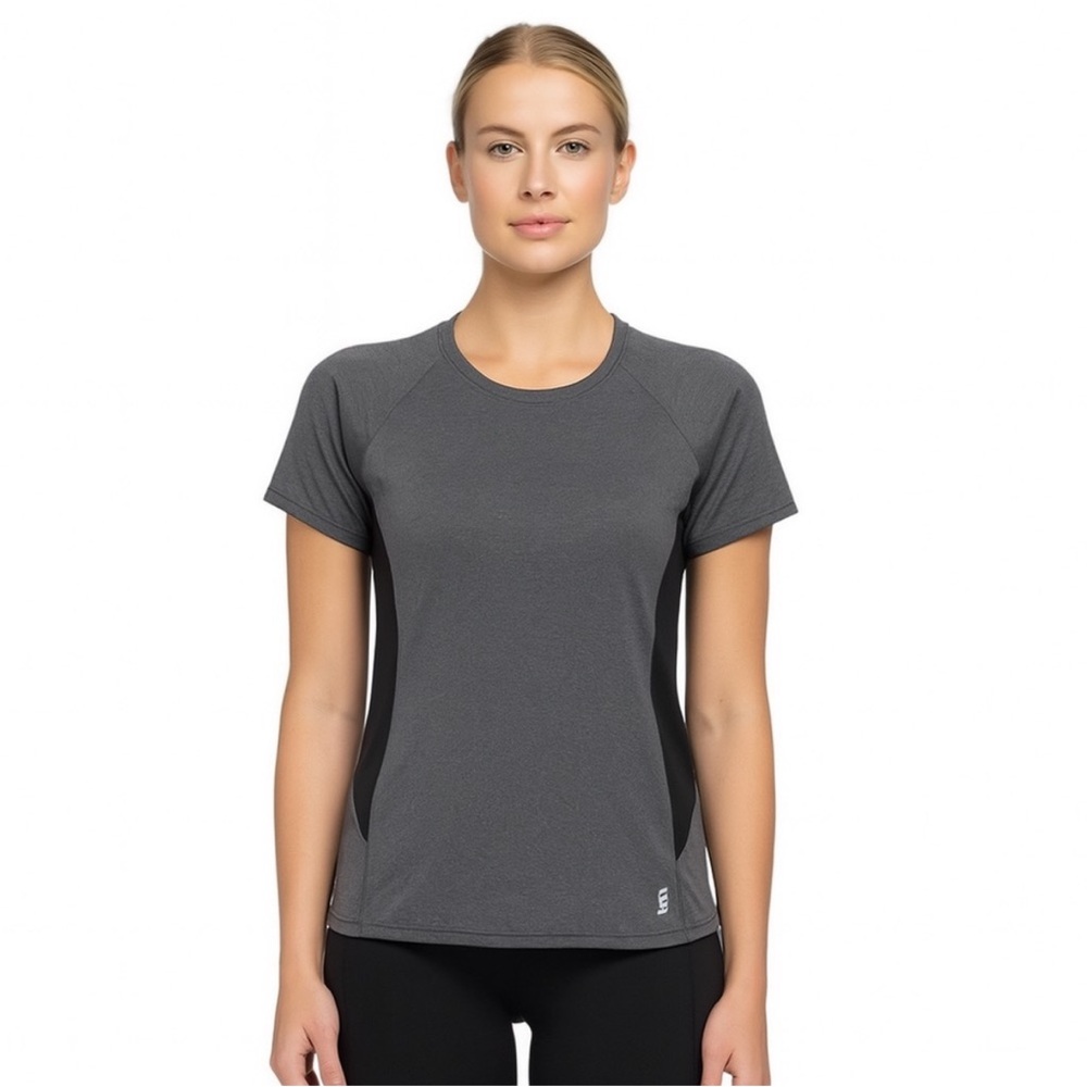 Second Skin grey black athletic short sleeve top tshirt